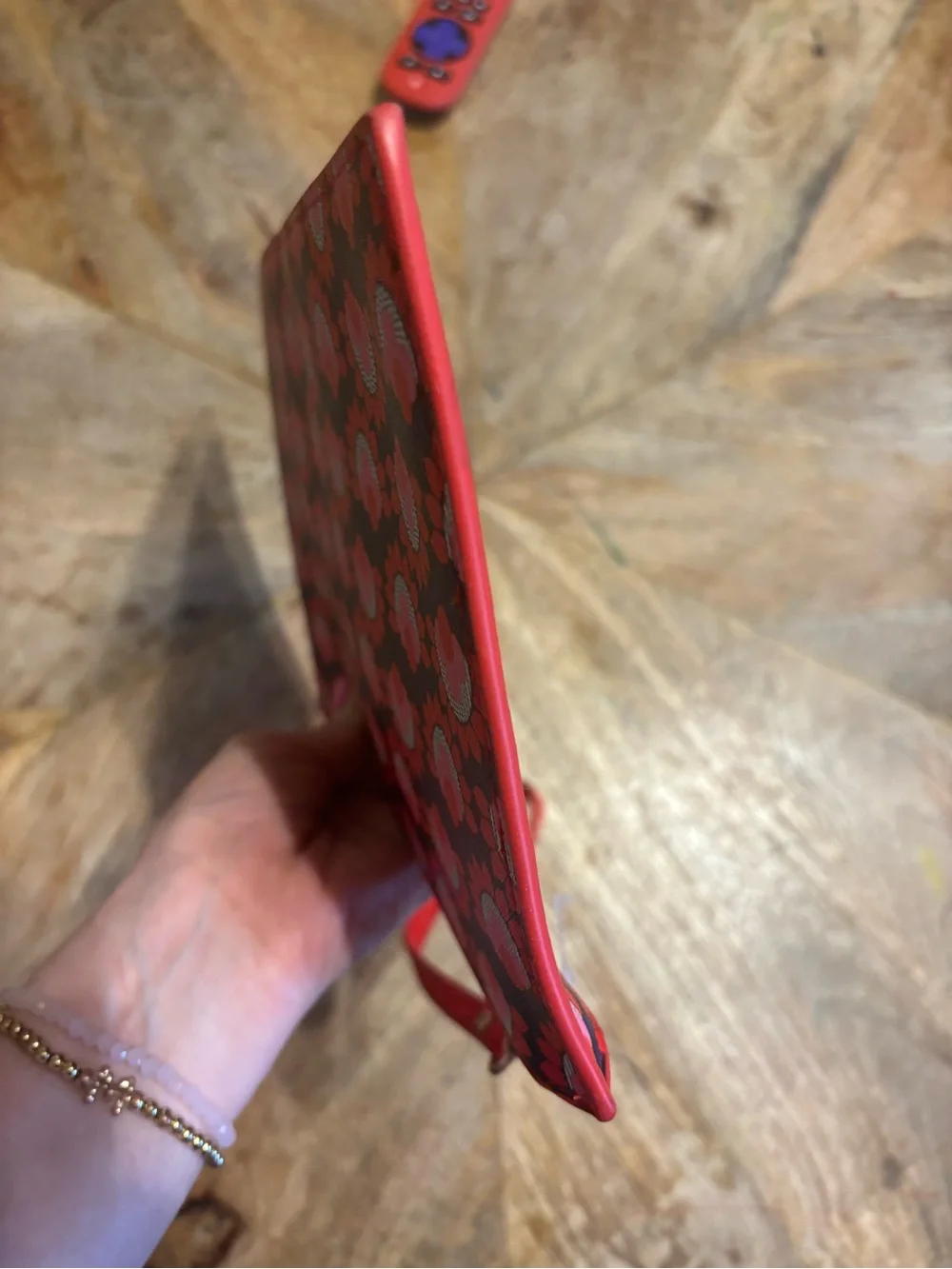 Trina Turk Red and Pink Floral Wristlet Clutch